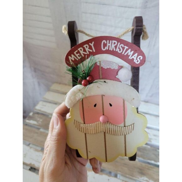 Santa sled toboggan Xmas ornament decor tree home - Picture 5 of 7
